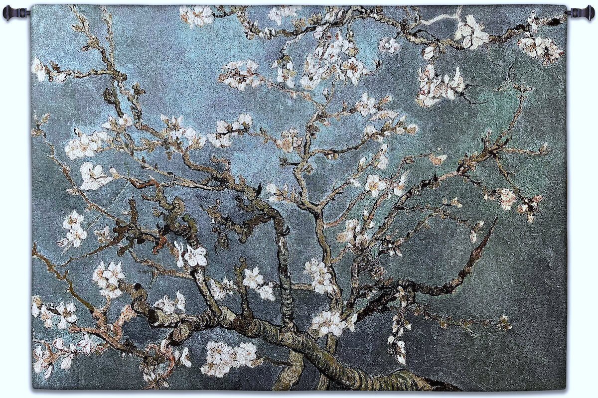 Almond Blossom Blue Horizontal Wall Tapestry Abstract, Almond, Art, S, Blossom, Blue, Botanical, Carolina, USAwoven, Cotton, Floral, Flower, Flowers, Gogh, Hanging, Oriental, Pedals, Seller, Tapestries, Tapestry, Top50, Tree, Van, Wall, Woven, Woven, Bestseller, tapestries, tapestrys, hangings, and, the, exclusive