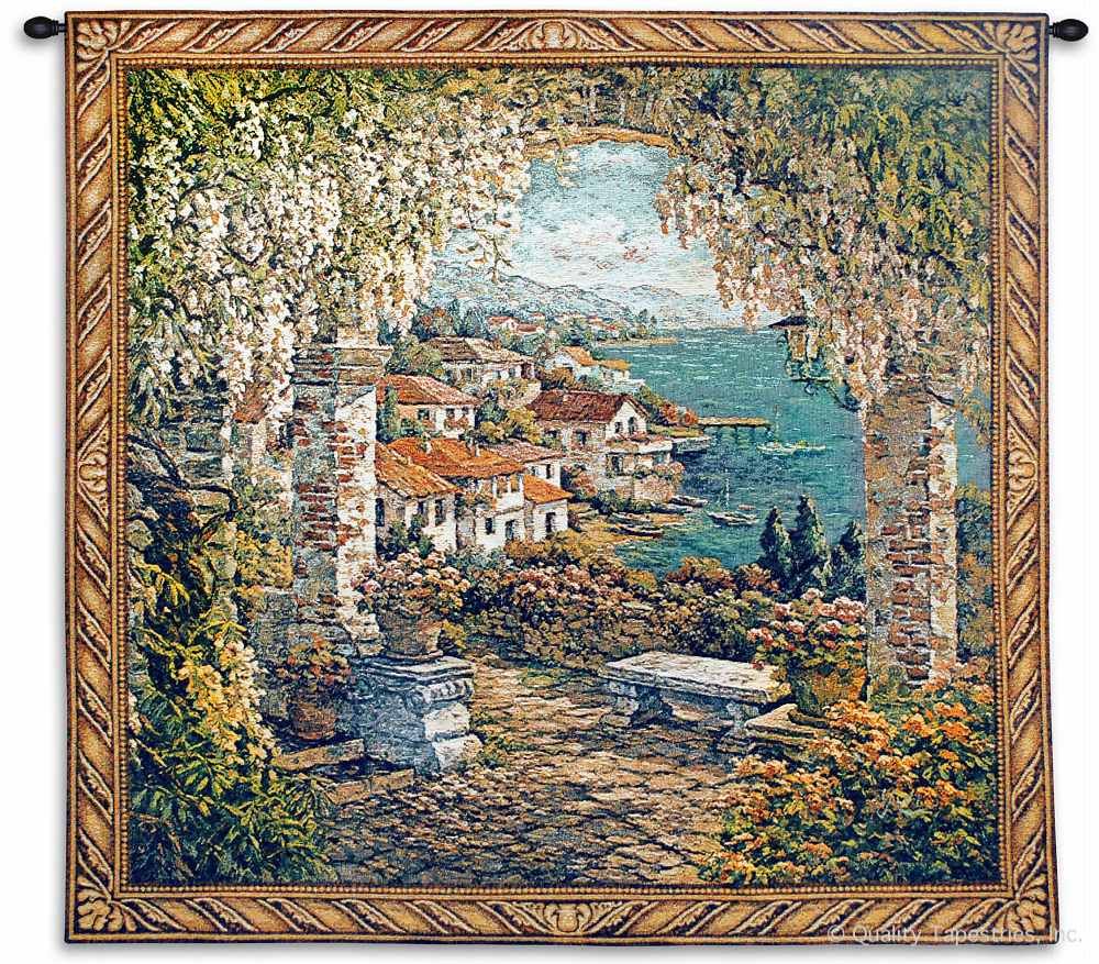 Seaview Hideaway I Wall Tapestry C-1112, 1112-Wh, 1112C, 1112Wh, 50-59Inchestall, 50-59Incheswide, 53H, 53W, Art, Beach, S, Blue, Brown, Carolina, USAwoven, Coast, Coastal, Cotton, Estate, Europe, European, Group, Hanging, Hideaway, Home, I, Ocean, Scene, Sea, Seaview, Seller, Square, Tapestries, Tapestry, View, Wall, White, Woven, Woven, Bestseller, tapestries, tapestrys, hangings, and, the