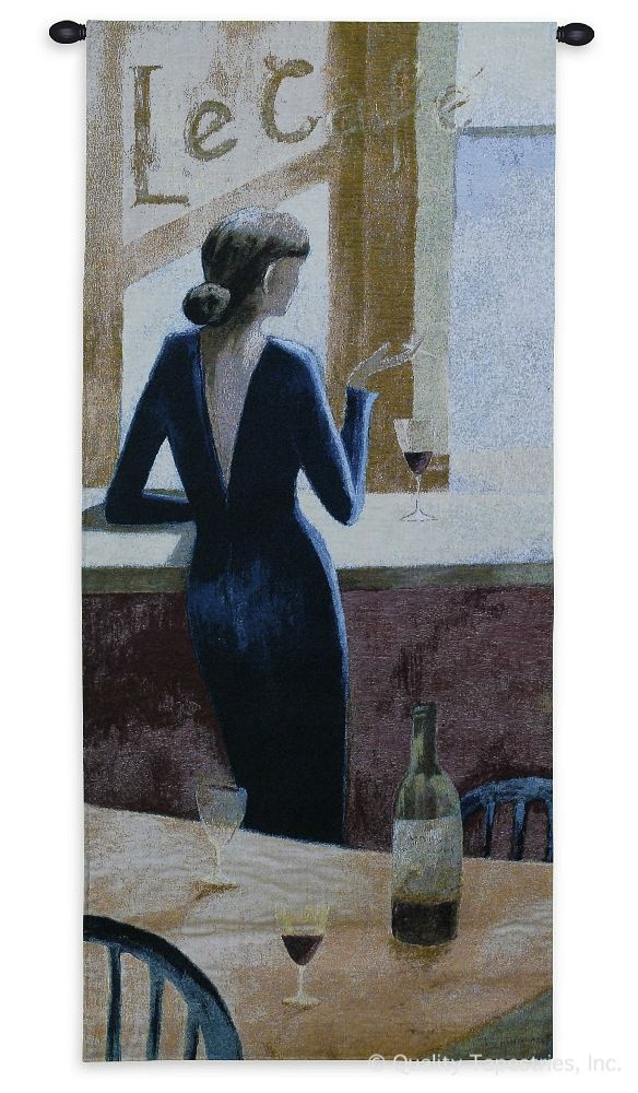 Le Cafe With Wine Wall Tapestry C-1597, 10-29Incheswide, 1597-Wh, 1597C, 1597Wh, 24W, 50-59Inchestall, 53H, Abstract, Alcohol, Art, Cafe, Carolina, USAwoven, Cityscape, Cityscapes, Cotton, Glass, Hanging, Lady, Le, Pink, Spirits, Tapestries, Tapestry, Vertical, Vineyard, Wall, Wine, With, Woven, tapestries, tapestrys, hangings, and, the
