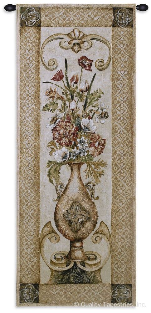 Edens Botanical II Wall Tapestry C-1847, 10-29Incheswide, 1847-Wh, 1847C, 1847Wh, 22W, 50-59Inchestall, 53H, Border, Botanical, Carolina, USAwoven, Cream, Edens, Floral, Group, Ii, Tapestry, Vertical, Wall, tapestries, tapestrys, hangings, and, the