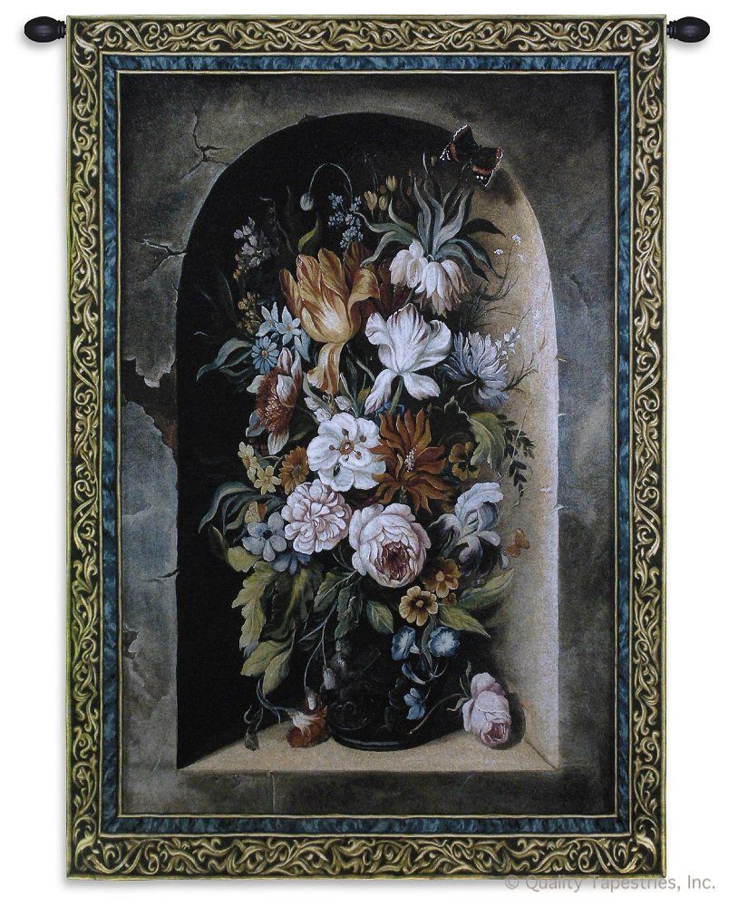 Flowers of Harmony Wall Tapestry C-2150M, 2150-Wh, 2150C, 2150Cm, 2150Wh, 2181-Wh, 2181C, 2181Wh, 30-39Incheswide, 38W, 50-59Inchestall, 50-59Incheswide, 53H, 53W, 70-79Inchestall, 76H, Art, Border, Botanical, Brown, Carolina, USAwoven, Cotton, Floral, Flower, Flowers, Gray, Grey, Hanging, Harmony, Life, Of, Pedals, Still, Tapestries, Tapestry, Vertical, Wall, Woven, tapestries, tapestrys, hangings, and, the