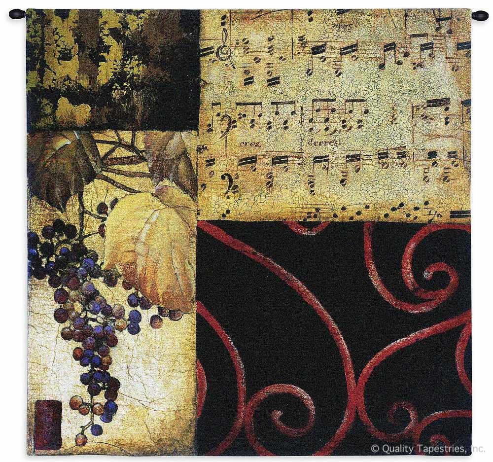 Autumn Waltz Wall Tapestry C-2307, &, 2307-Wh, 2307C, 2307Wh, 50-59Inchestall, 50-59Incheswide, 53H, 53W, Art, Autumn, Brown, Carolina, USAwoven, Cotton, Dark, Grapes, Hanging, Instrument, Instruments, Iron, Music, Musical, Sheet, Square, Tapestries, Tapestry, Vineyard, Wall, Waltz, Wine, Woven, tapestries, tapestrys, hangings, and, the
