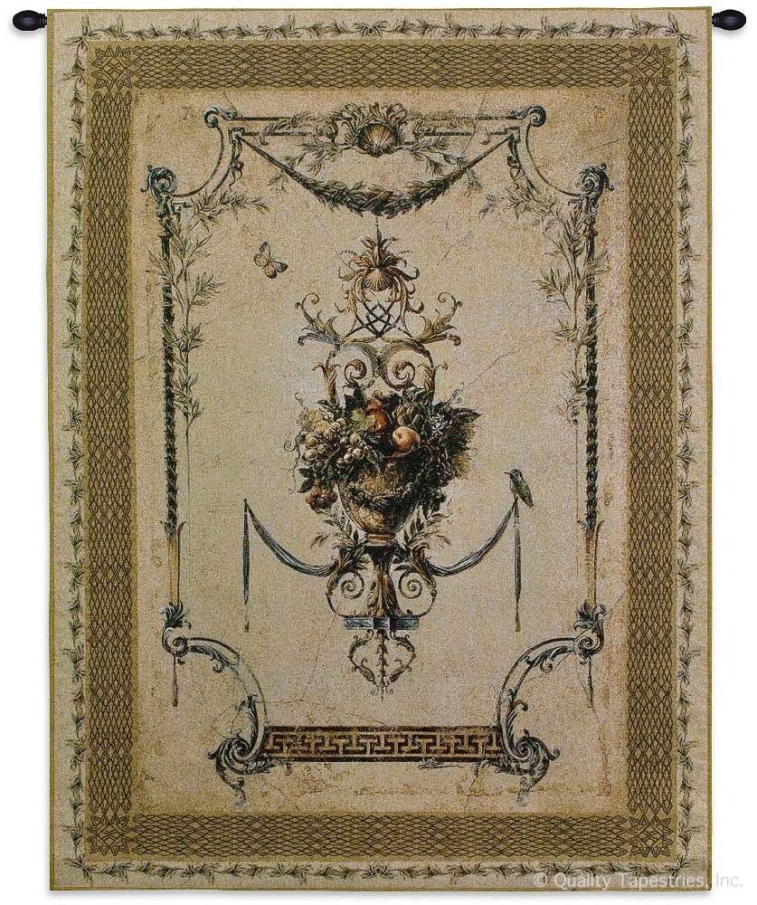 Summer Harvest Cotton Wall Tapestry C-2476, Carolina, USAwoven, Tapestry, Floral, Cream, Light, Border, Fruit, 40-49Incheswide, 50-59Inchestall, Vertical, Cotton, Woven, Wall, Hanging, Tapestries, tapestries, tapestrys, hangings, and, the