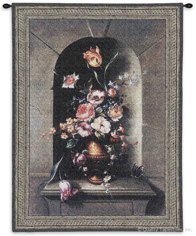 Flowers of Antiquity I Wall Tapestry C-2930, 2930-Wh, 2930C, 2930Wh, 30-39Incheswide, 38W, 50-59Inchestall, 53H, Abstract, Antiquity, Art, Botanical, Carolina, USAwoven, Contemporary, Cotton, Floral, Flower, Flowers, Gray, Grey, Group, Hanging, I, Of, Pedals, Tapastry, Tapestries, Tapestry, Tapistry, Vertical, Wall, Woven, tapestries, tapestrys, hangings, and, the