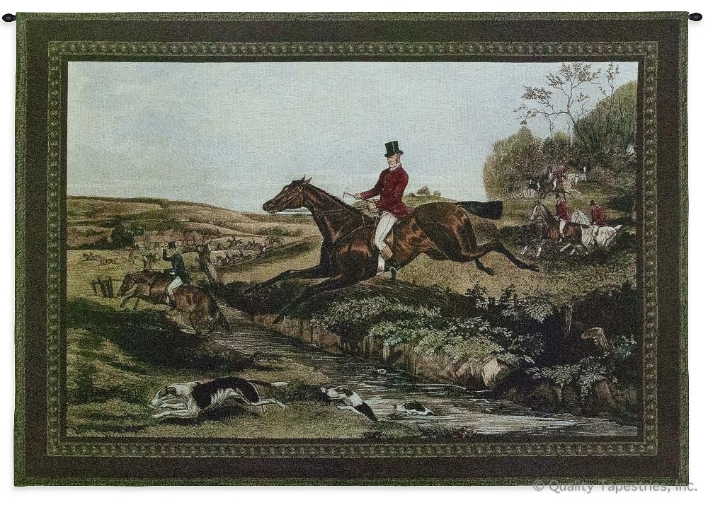 English Hunt Wall Tapestry C-3063, Carolina, USAwoven, Tapestry, Animal, Hunting, Scenes, Brown, Green, Horse, Dogs, 50-59Incheswide, 30-39Inchestall, Horizontal, Cotton, Woven, Wall, Hanging, Tapestries, tapestries, tapestrys, hangings, and, the