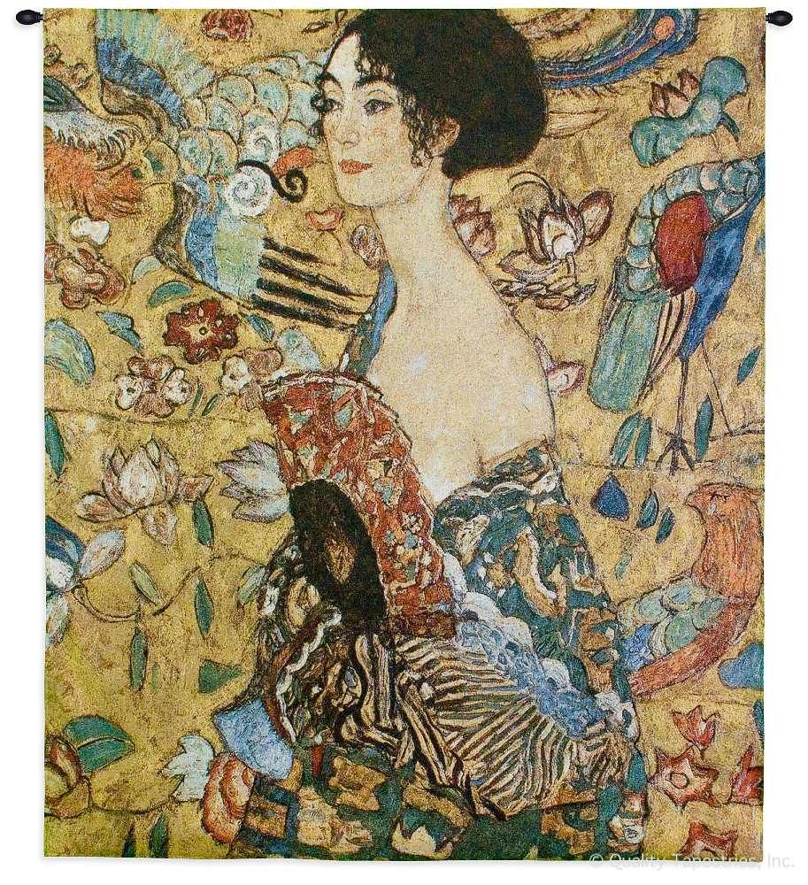 Gustav Klimt Lady With Fan Wall Tapestry C-3092, 3092-Wh, 3092C, 3092Wh, 40-49Incheswide, 47W, 50-59Inchestall, 52H, Abstract, Art, Artist, S, Brown, Carolina, USAwoven, Contemporary, Cotton, Fan, Folks, Gold, Green, Gustav, Hanging, Klimt, Lady, Man, Mixed, Modern, Orange, People, Person, Persons, Seller, Square, Tapastry, Tapestries, Tapestry, Tapistry, Wall, With, Woman, Women, Woven, Woven, Bestseller, tapestries, tapestrys, hangings, and, the