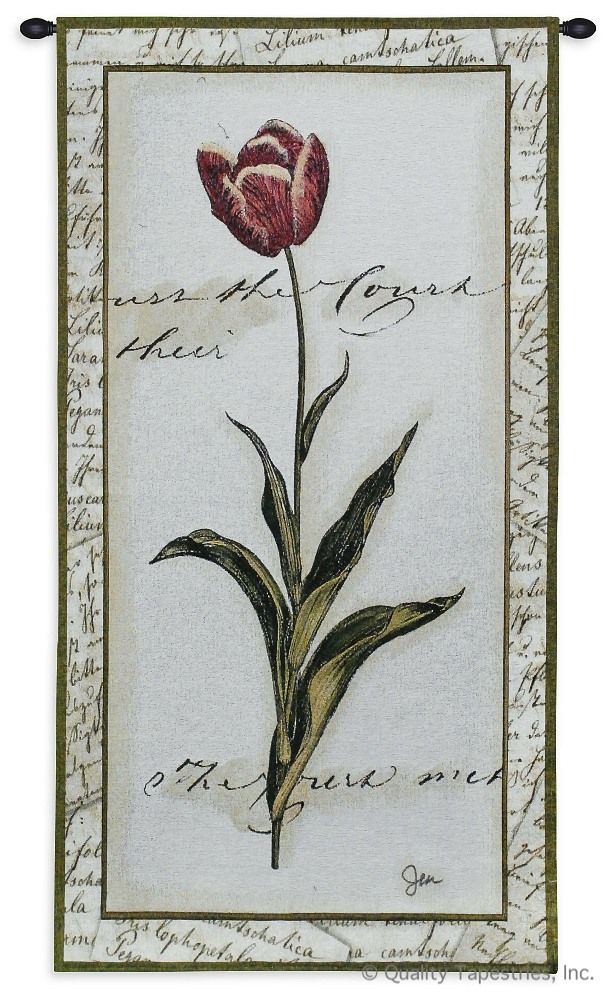 Pink Tulip I Flower Vintage Wall Tapestry C-3138, 10-29Incheswide, 26W, 3138-Wh, 3138C, 3138Wh, 50-59Inchestall, 50H, Art, Botanical, Carolina, USAwoven, Cotton, Floral, Flower, Flowers, Group, Hanging, I, Pedals, Pink, Tapestries, Tapestry, Tulip, Vertical, Vintage, Vvv, Wall, Woven, tapestries, tapestrys, hangings, and, the