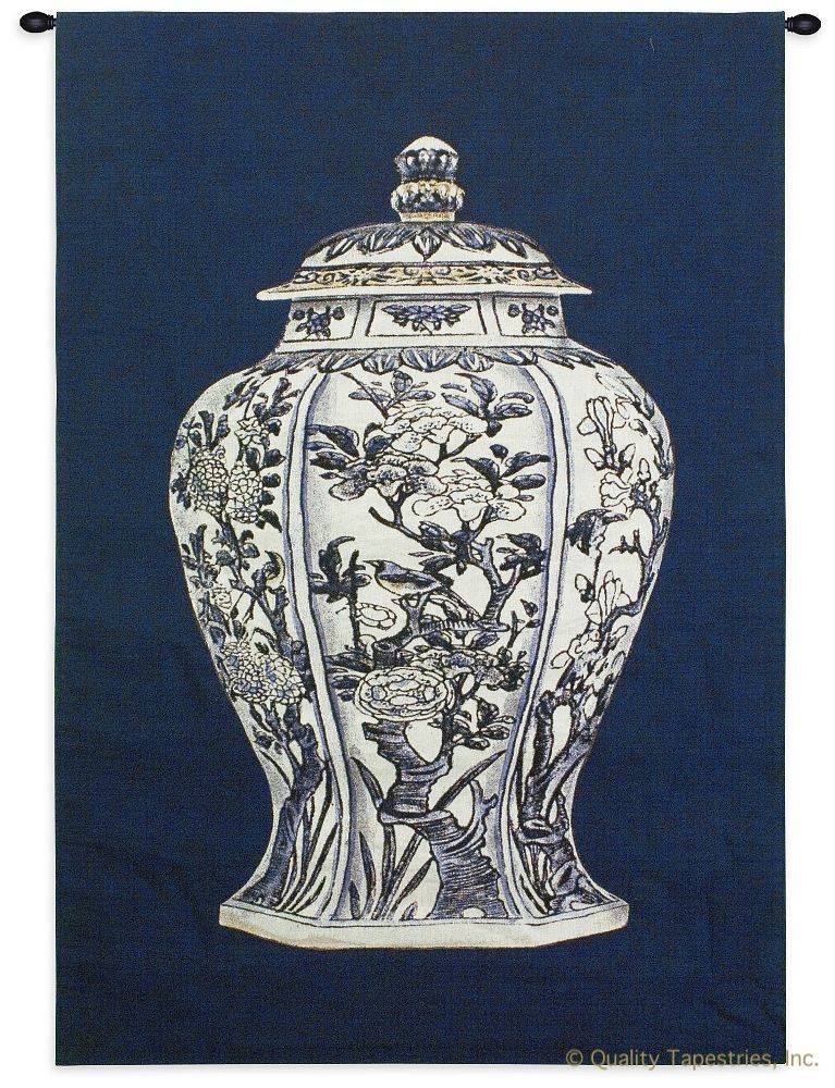 Oriental Blue II Vase Jar Wall Tapestry C-3155M, &, 10-29Incheswide, 26W, 30-39Inchestall, 30-39Incheswide, 3123-Wh, 3123C, 3123Wh, 3155-Wh, 3155C, 3155Cm, 3155Wh, 36H, 38W, 50-59Inchestall, 53H, Art, Asia, Asian, Blue, Carolina, USAwoven, Chinese, Cotton, Group, Hanging, Ii, Japanese, Jar, Orient, Oriental, Pottery, Tapestries, Tapestry, Urns, Vase, Vertical, Wall, White, Woven, tapestries, tapestrys, hangings, and, the