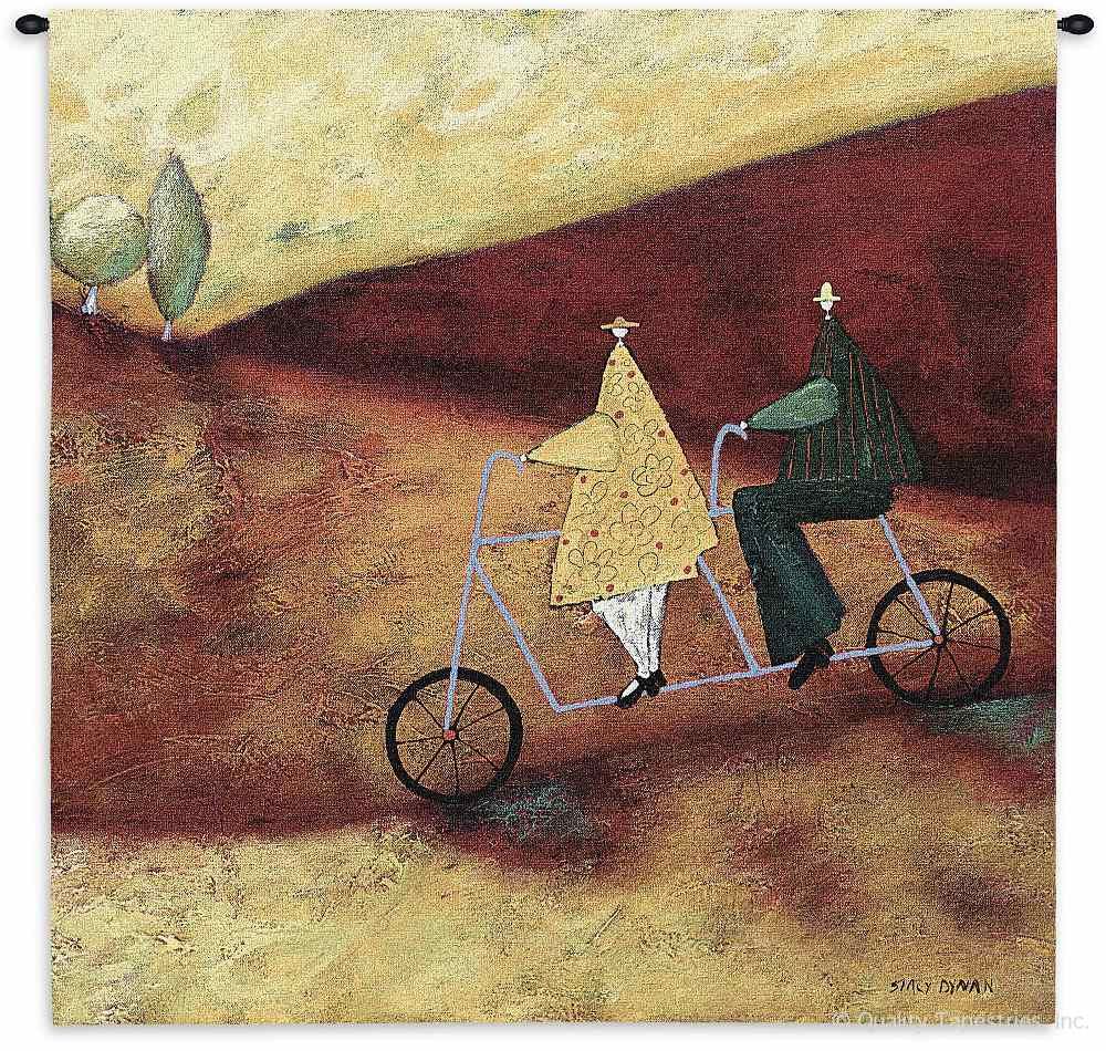 Abstract Tandem Bicycle Wall Tapestry C-3414, 3414-Wh, 3414C, 3414Wh, 50-59Inchestall, 50-59Incheswide, 53H, 53W, Abstract, Art, S, Bicycle, Bike, Burgundy, Carolina, USAwoven, Contemporary, European, Hanging, Modern, On, Orange, People, Red, Rolling, Seller, Square, Tandem, Tapastry, Tapestries, Tapestry, Tapistry, Together, Travel, Wall, Yellow, Yellow, tapestries, tapestrys, hangings, and, the