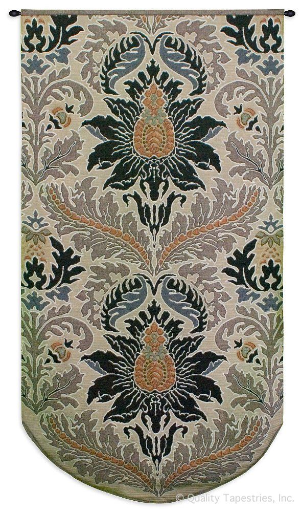 Silk Road Pattern Long Wall Tapestry C-4059, 30-39Incheswide, 35W, 4059-Wh, 4059C, 4059Wh, 60-69Inchestall, 68H, Art, Carolina, USAwoven, Complex, Cotton, Cream, Design, Designs, Hanging, Intricate, Long, Panel, Pattern, Patterns, Road, Shapes, Silk, Tall, Tapestries, Tapestry, Textile, Vertical, Wall, White, Woven, tapestries, tapestrys, hangings, and, the