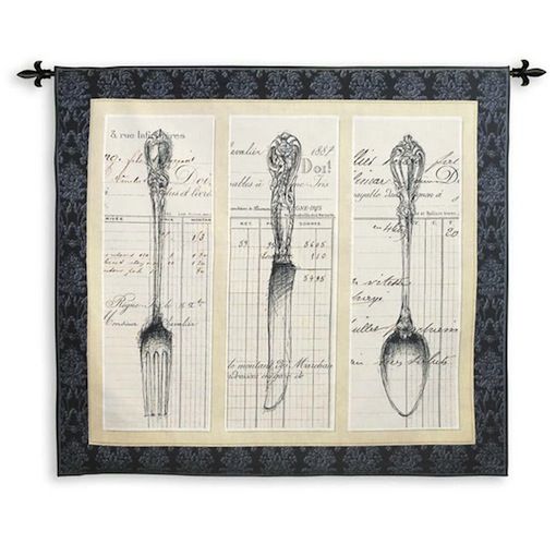 Kitchen Utensils Wall Tapestry C-5278, 50-59Inchestall, 50-59Incheswide, 5278-Wh, 5278C, 5278Wh, 52H, 58W, Abstract, Art, Carolina, USAwoven, Contemporary, Cotton, Culinary, Document, Gray, Grey, Hanging, Horizontal, Kitchen, Modern, Other, Silverware, Tapastry, Tapestries, Tapestry, Tapistry, Utensils, Wall, White, Woven, tapestries, tapestrys, hangings, and, the