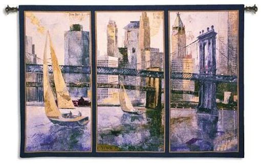 New York City Manhattan Bridge Wall Tapestry C-5776, 50-59Inchestall, 53H, 5776-Wh, 5776C, 5776Wh, 70-79Incheswide, 77W, Abstract, Art, Blue, Bridge, Brooklyn, Carolina, USAwoven, City, Cityscape, Cityscapes, Cotton, East, Hanging, Horizontal, Landscape, Landscapes, Large, Manhattan, New, Nyc, River, Scene, Tapestries, Tapestry, Travel, Wall, Wide, Woven, York, tapestries, tapestrys, hangings, and, the