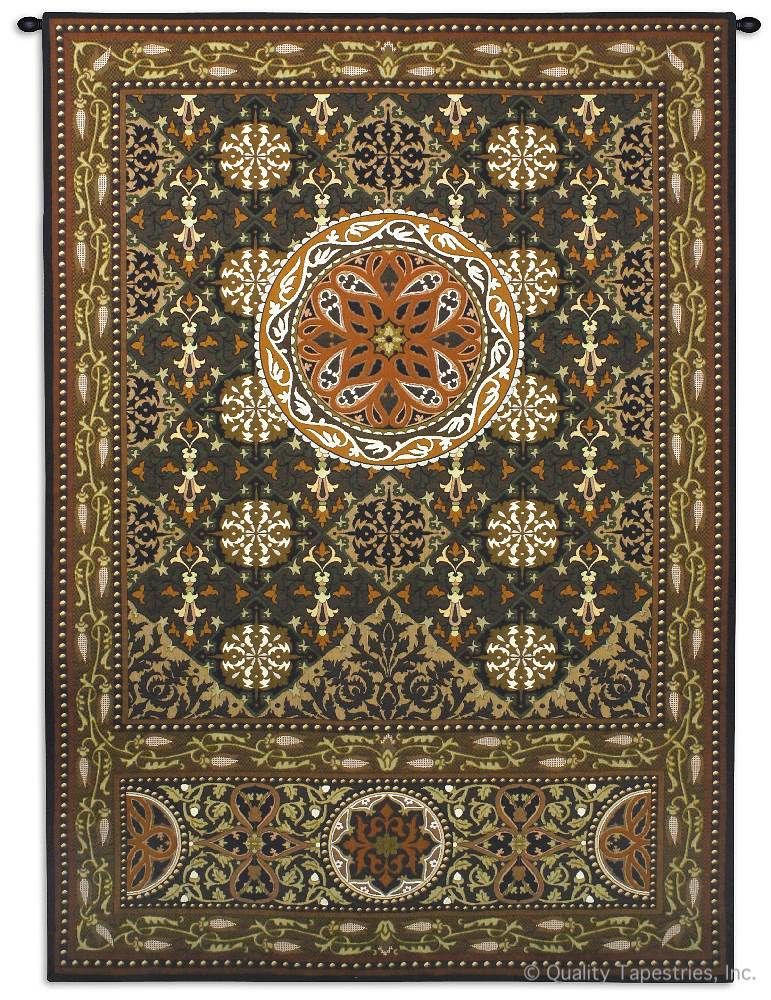 Gothic Medallion Wall Tapestry C-5794, 50-59Incheswide, 53W, 5794-Wh, 5794C, 5794Wh, 70-79Inchestall, 76H, Art, Brown, Carolina, USAwoven, Cotton, Design, Gothic, Hanging, Intricate, Medallion, Motif, Tapastry, Tapestries, Tapestry, Tapistry, Vertical, Wall, Woven, tapestries, tapestrys, hangings, and, the