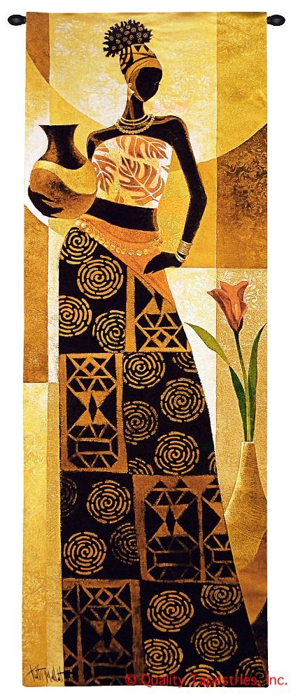 Modern African Woman III Wall Tapestry C-5795, 10-29Incheswide, 26W, 5795-Wh, 5795C, 5795Wh, 70-79Inchestall, 75H, Abstract, Africa, African, Art, Black, Carolina, USAwoven, Contemporary, Cotton, Folks, Group, Hanging, Iii, Lady, Long, Man, Modern, Orange, Panel, People, Person, Persons, Tall, Tapastry, Tapestries, Tapestry, Tapistry, Vertical, Wall, Woman, Women, Woven, tapestries, tapestrys, hangings, and, the