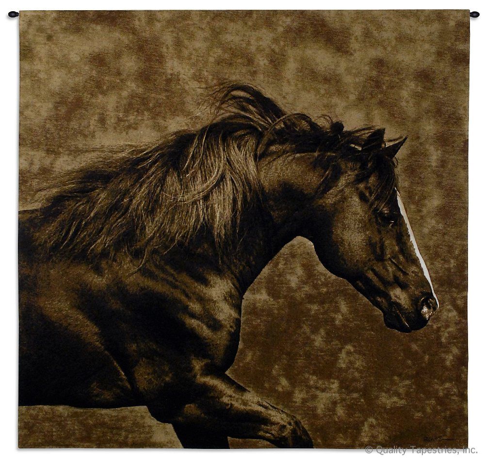 Galloping Horse II Wall Tapestry C-6011, 50-59Inchestall, 50-59Incheswide, 51H, 53W, 6011-Wh, 6011C, 6011Wh, Animal, Animals, Art, Brown, Carolina, USAwoven, Cotton, Dark, Galloping, Group, Hanging, Horse, Ii, Square, Tapastry, Tapestries, Tapestry, Tapistry, Wall, Woven, tapestries, tapestrys, hangings, and, the