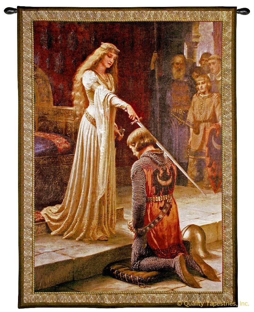 Edmund Leighton Accolade Wall Tapestry C-6046M, 30-39Incheswide, 3070-Wh, 3070C, 3070Wh, 31W, 40-49Inchestall, 40-49Incheswide, 40H, 42W, 50-59Inchestall, 50-59Incheswide, 52W, 53H, 5816-Wh, 5816C, 5816Wh, 6046-Wh, 6046C, 6046Cm, 6046Wh, 70-79Inchestall, 71H, Accolade, Art, S, Blair, Brown, Carolina, USAwoven, Castle, Cotton, Edmund, European, Famous, Hanging, Knighted, Large, Leighton, Medieval, New, Old, Olde, Princess, Seller, Sword, Tapestries, Tapestry, Tapistry, The, Top50, Vertical, Vintage, Wall, World, Woven, Woven, Bestseller, tapestries, tapestrys, hangings, and, the, god, speed, godspeed, painting, lieghton, edmond