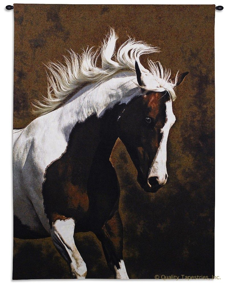 Beautiful Mare Horse Wall Tapestry C-6077, 40-49Incheswide, 47W, 60-69Inchestall, 6077-Wh, 6077C, 6077Wh, 63H, Adult, Animal, Beautiful, Brown, Carolina, USAwoven, Cotton, Dark, Duncan, DuncanS, Duncans, Female, Horse, Horses, Large, Long, Mare, Robert, Tapestries, Tapestry, Vertical, Wall, Western, White, tapestries, tapestrys, hangings, and, the