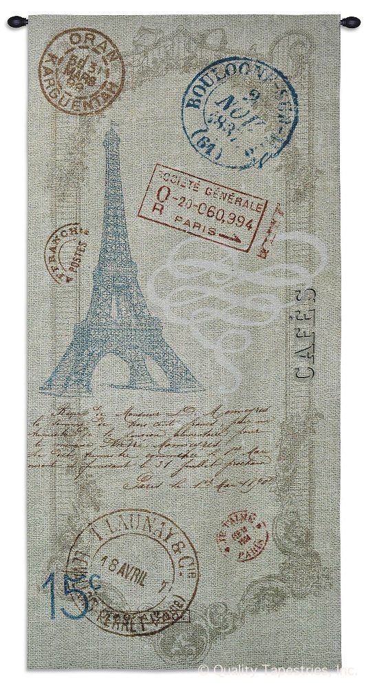 Eiffel Tower Postmark Wall Tapestry C-6543, 30-39Incheswide, 31W, 60-69Inchestall, 64H, 6543-Wh, 6543C, 6543Wh, Abstract, Art, Carolina, USAwoven, Contemporary, Cotton, Eiffel, European, France, French, Gray, Grey, Hanging, Modern, Postmark, Tapestries, Tapestry, Tower, Travel, Wall, Woven, tapestries, tapestrys, hangings, and, the
