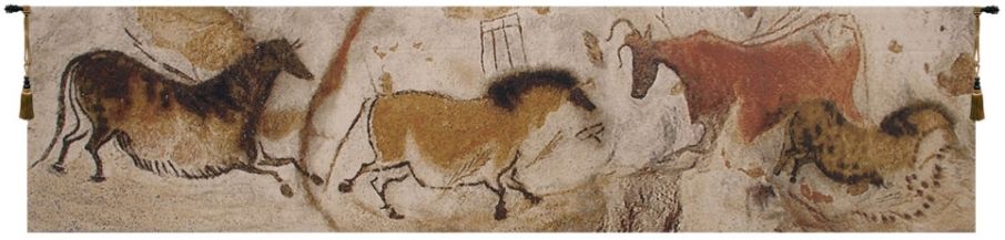 Lascaux Full Belgian Wall Tapestry W-1730, 10-29Inchestall, 21H, 80-99Incheswide, 90W, Belgian, Big, Brown, Full, Gray, Horizontal, Large, Lascaux, Really, Tapestry, Wall, Belgianwoven, Europeanwoven, tapestries, tapestrys, hangings, and, the, wool