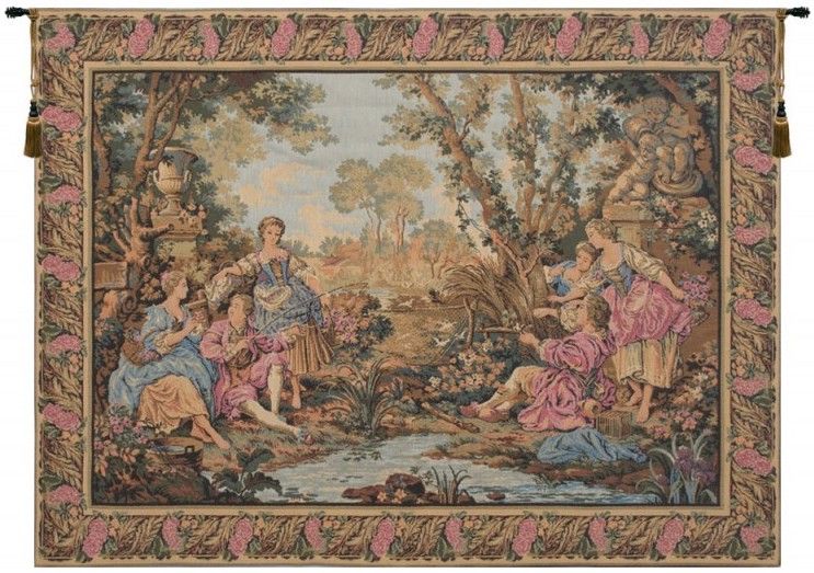 Gallanteries Belgian Wall Tapestry W-186, 30-39Inchestall, 38H, 50-59Incheswide, 55W, Art, Belgian, Brown, Cotton, Europe, European, Gallanteries, Hanging, Horizontal, Landscape, Pink, Tapastry, Tapestries, Tapestry, Tapistry, Wall, World, Woven, Belgianwoven, Europeanwoven, tapestries, tapestrys, hangings, and, the, Renaissance, rennaisance, rennaissance, renaisance, renassance, renaissanse