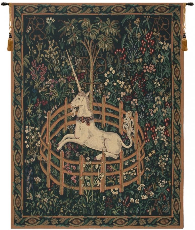 Unicorn In Captivity II with Border Belgian Wall Tapestry Hanging, Tapestries, Woven, tapestries, tapestrys, hangings, and, the, Renaissance, rennaisance, rennaissance, renaisance, renassance, renaissanse