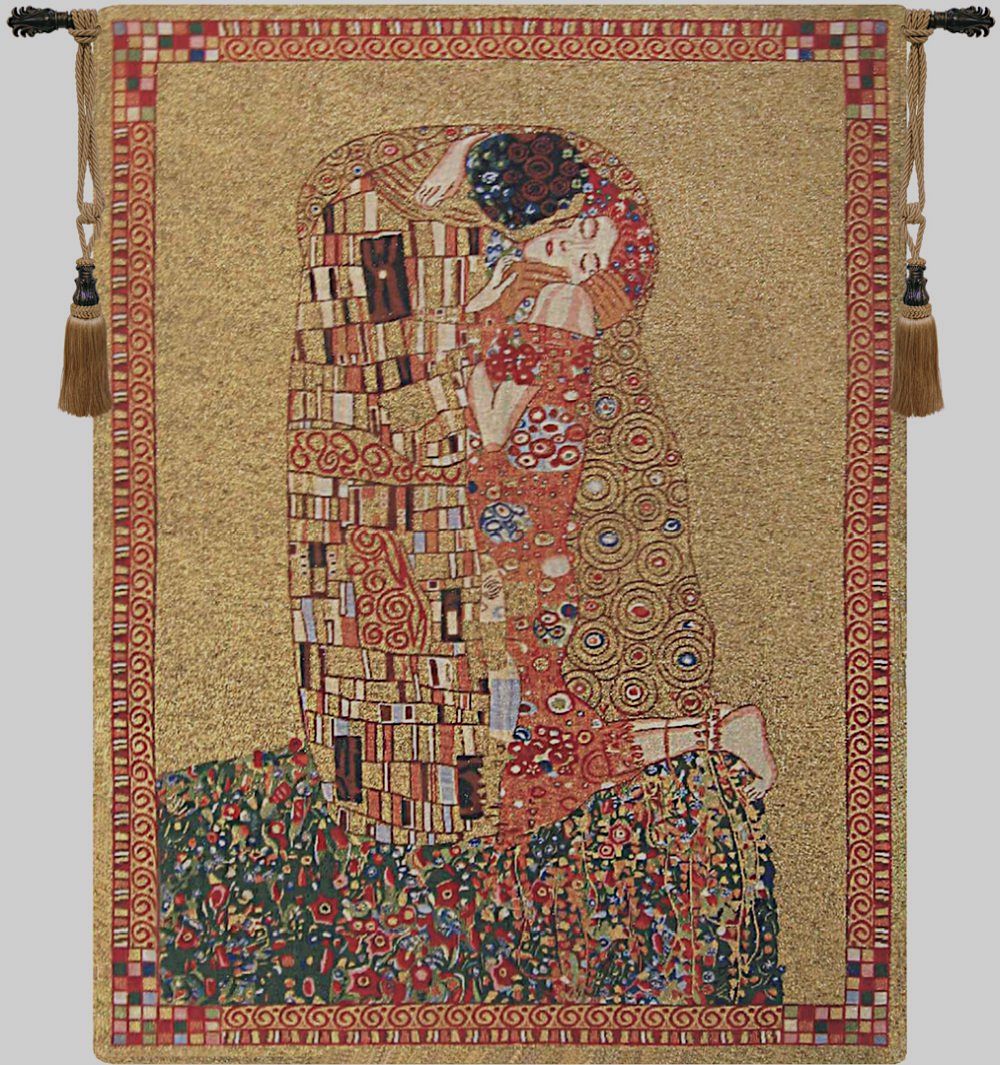 Gustav Klimt Kiss Belgian Wall Tapestry Hanging, Tapestries, Woven, tapestries, tapestrys, hangings, and, the