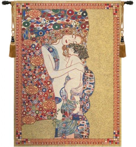 Gustav Klimt Mother and Child Belgian Wall Tapestry Hanging, Tapestries, Woven, tapestries, tapestrys, hangings, and, the