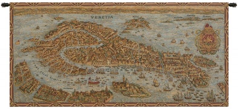 Ancient Map of Venice Italian Wall Tapestry Hanging, Tapestries, Woven, tapestries, tapestrys, hangings, and, the