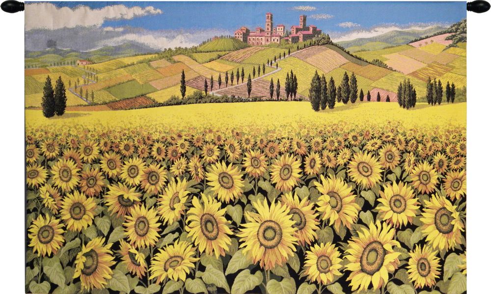 Tuscan Sunflower Landscape Italian Wall Tapestry Hanging, Tapestries, Woven, tapestries, tapestrys, hangings, and, the