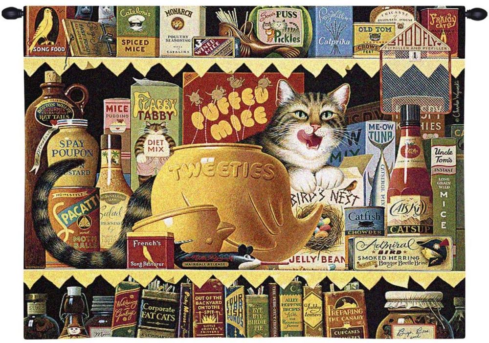 Kitty Cook Wall Tapestry C-2553, Carolina, USAwoven, Tapestry, Animal, Cream, Brown, 30-39Incheswide, 10-29Inchestall, Horizontal, Cotton, Woven, Wall, Hanging, Tapestries, tapestries, tapestrys, hangings, and, the, kitchen, food, restaurant, cats, ethel, gourmet, chef, pantry, the, tweeties