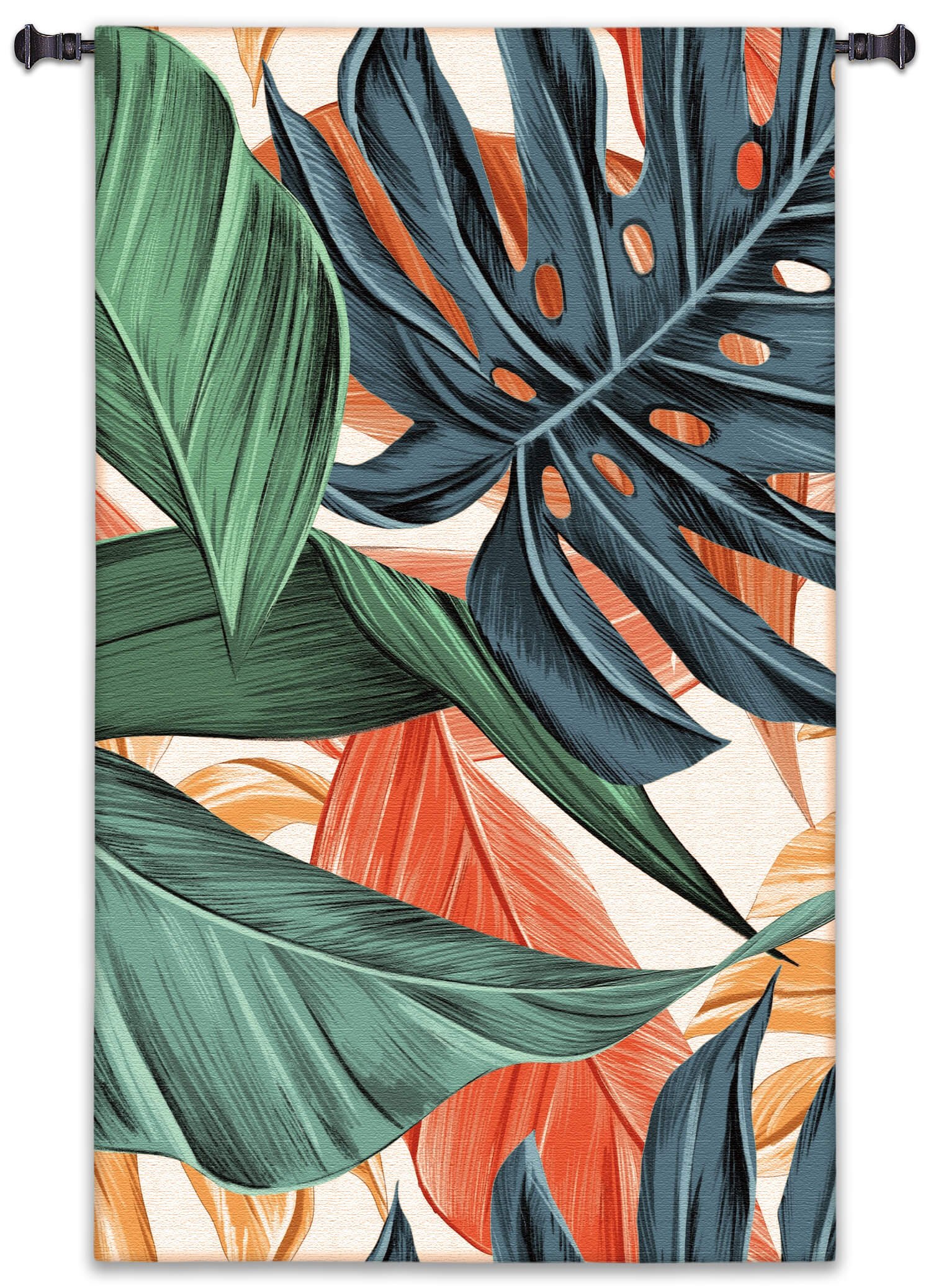 Tropical Leaves Vertical Wall Tapestry Tropical Leaves Vertical Wall Tapestry Exotic Plant Palm Colorful Leaf Large Huge Oversize Hanging Grande Exclusive