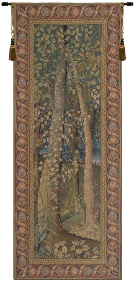 Jagaloon Wooden Hills Belgian Wall Tapestry W-1711, 10-29Incheswide, 26W, 60-69Inchestall, 65H, Belgian, Border, Brown, Green, Hills, Jagaloon, Tapestry, Vertical, Wall, Wooden, Belgianwoven, Europeanwoven, tapestries, tapestrys, hangings, and, the