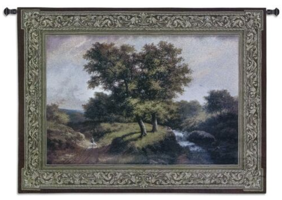 Summer Stroll Wall Tapestry C-2432, Carolina, USAwoven, Tapestry, Landscape, Green, Trees, Pink, 50-59Incheswide, 30-39Inchestall, Horizontal, Cotton, Woven, Wall, Hanging, Tapestries, tapestries, tapestrys, hangings, and, the