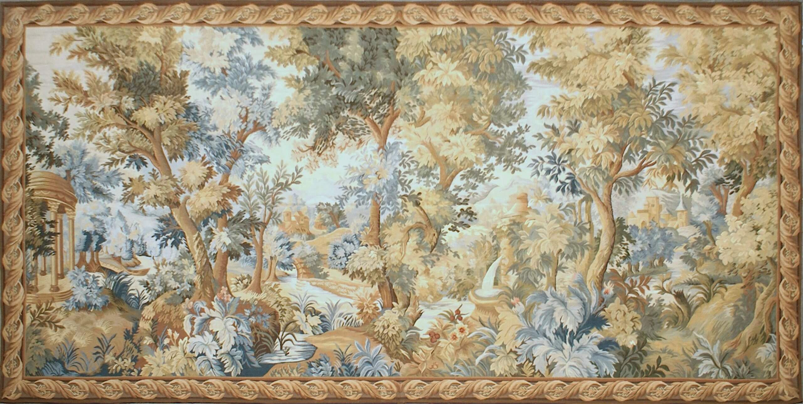 Hand Woven Verdure Scene French Style Wall Tapestry Hand Woven Verdure Scene French Wall Tapestry