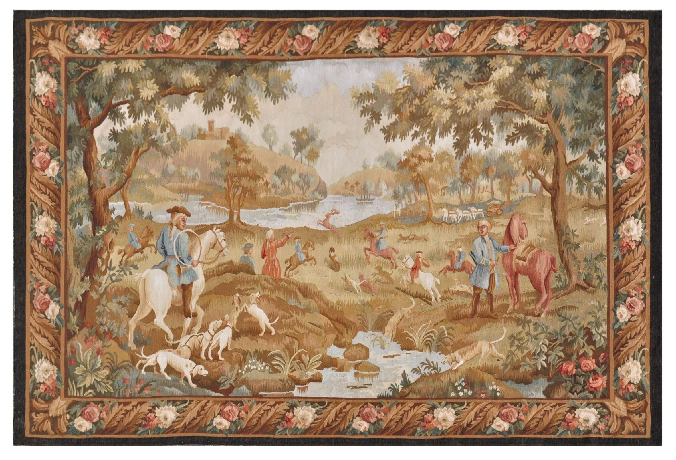 Hand Woven Hunting Scene Wall Tapestry Hand Woven Hunting Scene Wall Tapestry