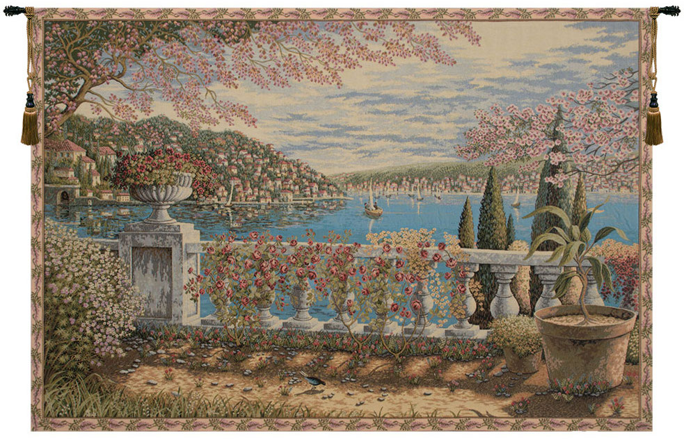 Giardino Sul Lago Italian Wall Tapestry Hanging, Tapestries, Woven, tuscany, italy, italian, tapestries, tapestrys, hangings, and, the