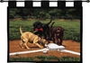 Stealing 2nd Base Wall Tapestry C-0820, 0820-Wh, 0820C, 0820Wh, 10-29Inchestall, 26H, 2Nd, 30-39Incheswide, 34W, Animal, Base, Baseball, Brown, Carolina, USAwoven, Dogs, Dowel, Green, Horizontal, Stealing, Tapestry, Wall, Wood, tapestries, tapestrys, hangings, and, the