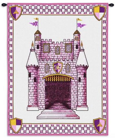 Our Princess Wall Tapestry C-0830, 0830-Wh, 0830C, 0830Wh, 10-29Incheswide, 26W, 30-39Inchestall, 33H, Carolina, USAwoven, Children, Dowel, Our, Pink, Princess, Tapestry, Vertical, Wall, Wood, tapestries, tapestrys, hangings, and, the