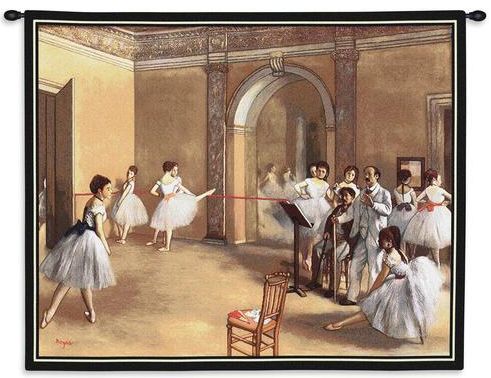 Dance Foyer Wall Tapestry C-1075, 10-29Inchestall, 1075-Wh, 1075C, 1075Wh, 26H, 30-39Incheswide, 34W, Ballet, Brown, Carolina, USAwoven, Dance, Dowel, Foyer, Girls, Horizontal, Music, Tapestry, Wall, Wood, tapestries, tapestrys, hangings, and, the