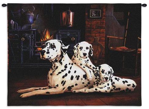 Dalmatians Wall Tapestry C-1122, 10-29Inchestall, 1122-Wh, 1122C, 1122Wh, 26H, 30-39Incheswide, 34W, Animal, Carolina, USAwoven, Dalmatians, Dark, Dogs, Dowel, Horizontal, Tapestry, Wall, Wood, tapestries, tapestrys, hangings, and, the