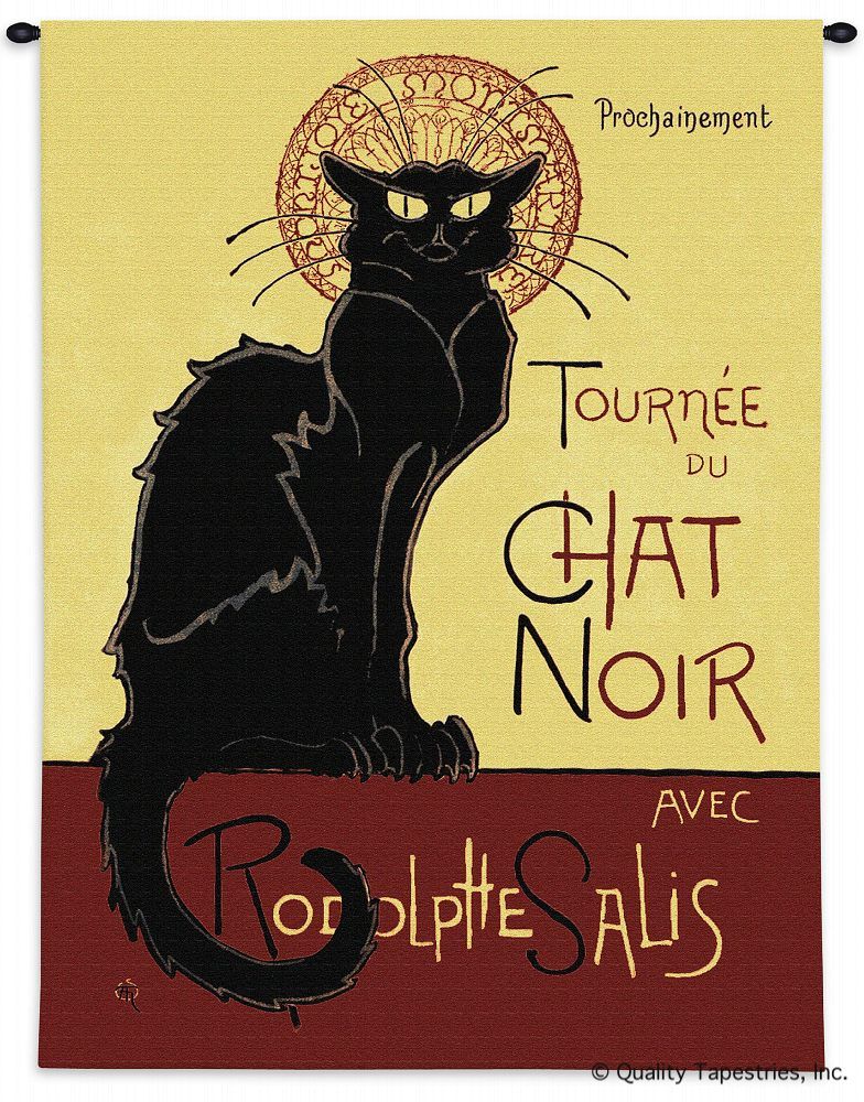 Tournee Du Chat Noir Wall Tapestry C-1281, 1281-Wh, 1281C, 1281Wh, 30-39Incheswide, 38W, 50-59Inchestall, 53H, Abstract, Ad, Advertisement, Advertisements, Ancient, Animal, Antique, Art, Ashley, Black, Carolina, USAwoven, Cat, Chat, Contemporary, Cotton, Du, Erope, Europe, European, Eurupe, Famous, French, Hanging, Modern, Noir, Old, Olde, Poster, Posters, Red, Tapastry, Tapestries, Tapestry, Tapistry, Tournee, Urope, Vertical, Vintage, Wall, Woven, Yellow, tapestries, tapestrys, hangings, and, the