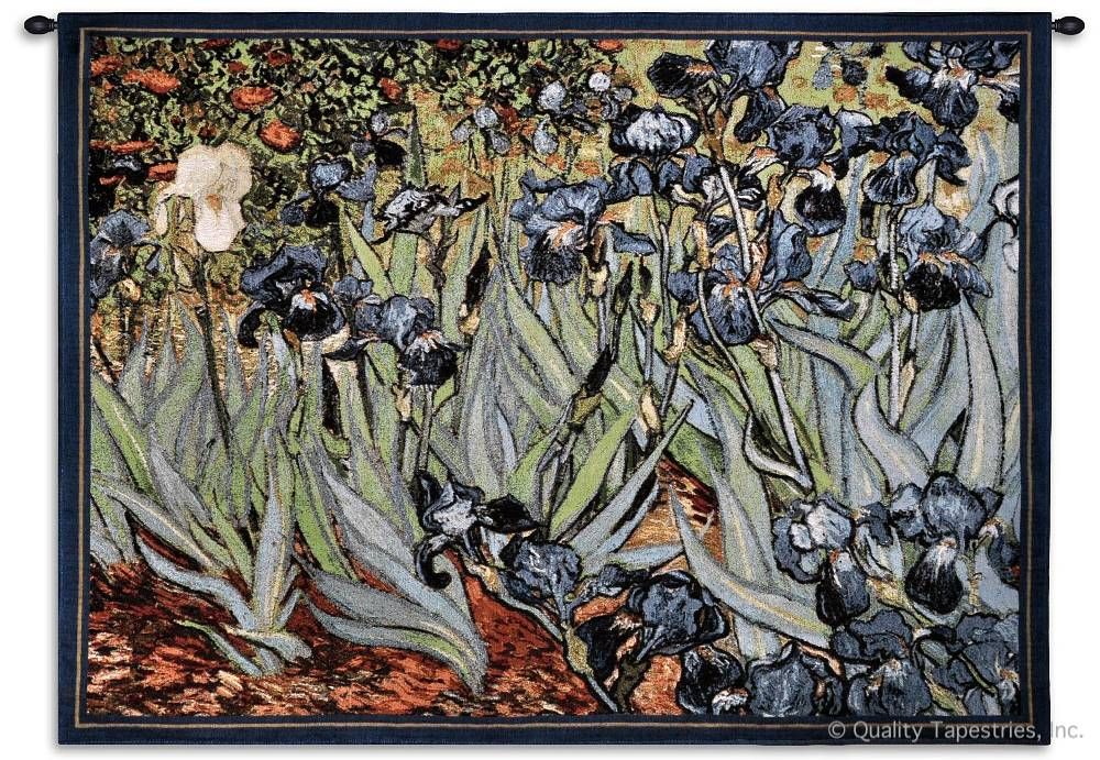 Van Gogh Irises Wall Tapestry C-1344, 1344-Wh, 1344C, 1344Wh, 30-39Inchestall, 38H, 50-59Incheswide, 53W, Abstract, Art, Artist, S, Blue, Botanical, Carolina, USAwoven, Contemporary, Cotton, Earth, Famous, Field, Floral, Flower, Flowers, Gogh, Green, Hanging, Horizontal, Irises, Landscape, Landscapes, Masterpiece, Masterpieces, Modern, Old, Painting, Paintings, Pedals, Purple, Scene, Seller, Tapastry, Tapestries, Tapestry, Tapistry, Van, Vincent, Wall, Woven, Woven, Bestseller, tapestries, tapestrys, hangings, and, the