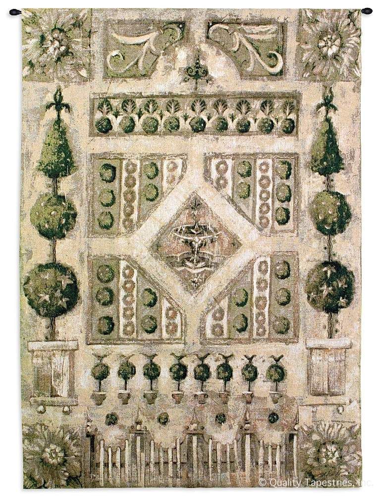 Garden Gate Wall Tapestry C-1376, 1376-Wh, 1376C, 1376Wh, 30-39Incheswide, 38W, 50-59Inchestall, 53H, Carolina, USAwoven, Garden, Gate, Green, Tapestry, Vertical, Wall, tapestries, tapestrys, hangings, and, the