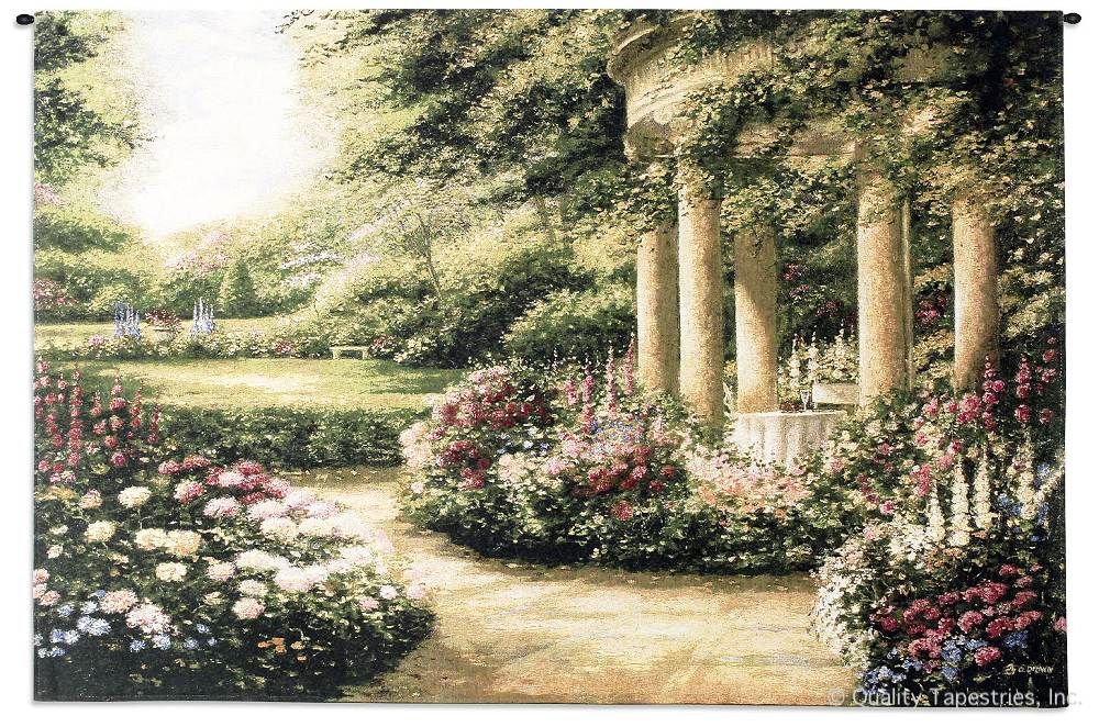 Westbury Gardens Gazebo Wall Tapestry C-1500, 1500-Wh, 1500C, 1500Wh, 30-39Inchestall, 34H, 50-59Incheswide, 53W, Art, S, Botanical, Carolina, USAwoven, Cotton, Earth, Erope, Europe, European, Eurupe, Field, Floral, Flower, Flowers, Garden, Gardens, Gazebo, Green, Hanging, Horizontal, Landscape, Landscapes, Pedals, Scene, Seller, Tapestries, Tapestry, Urope, Wall, Westbury, Woven, Woven, betsy, brown, tapestries, tapestrys, hangings, and, the