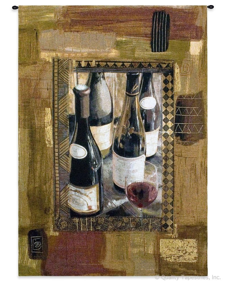 Abstract Wine Bottles II Wall Tapestry C-1502, 1502-Wh, 1502C, 1502Wh, 30-39Incheswide, 37W, 50-59Inchestall, 53H, Abstract, Alcohol, Art, Beige, Bottles, Brown, Carolina, USAwoven, Cotton, Group, Hanging, Ii, Spirits, Tapestries, Tapestry, Vertical, Vineyard, Wall, Wine, Woven, tapestries, tapestrys, hangings, and, the