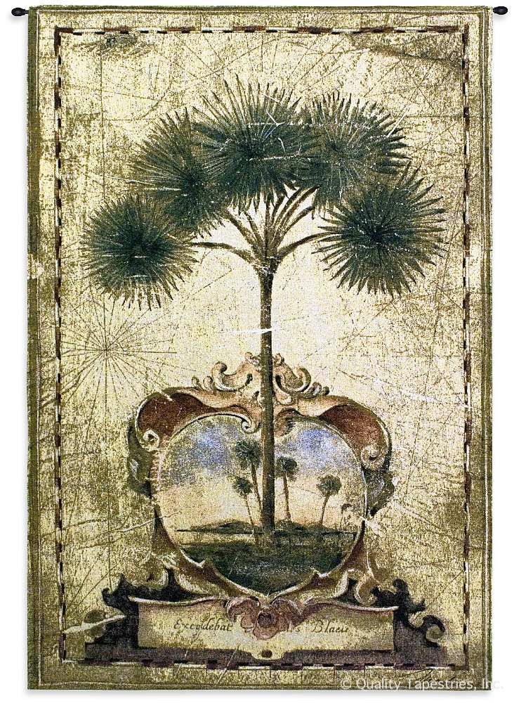 Sunset Palm Tree II Wall Tapestry C-1509, 1509-Wh, 1509C, 1509Wh, 30-39Incheswide, 36W, 50-59Inchestall, 53H, Art, Beige, Border, Brown, Carolina, USAwoven, Cotton, Green, Group, Hanging, Ii, Old, Palm, Sunset, Tall, Tapestries, Tapestry, Tree, Tropical, Vertical, Vintage, Wall, World, Woven, tapestries, tapestrys, hangings, and, the