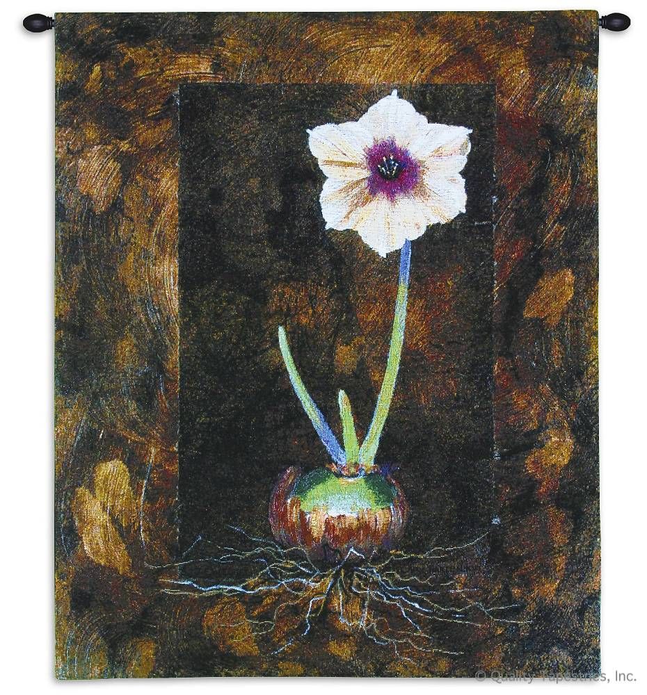 Jewel Flower Wall Tapestry C-1545, 10-29Incheswide, 1545-Wh, 1545C, 1545Wh, 26W, 30-39Inchestall, 32H, Carolina, USAwoven, Dark, Floral, Flower, Jewel, Tapestry, Vertical, Wall, tapestries, tapestrys, hangings, and, the