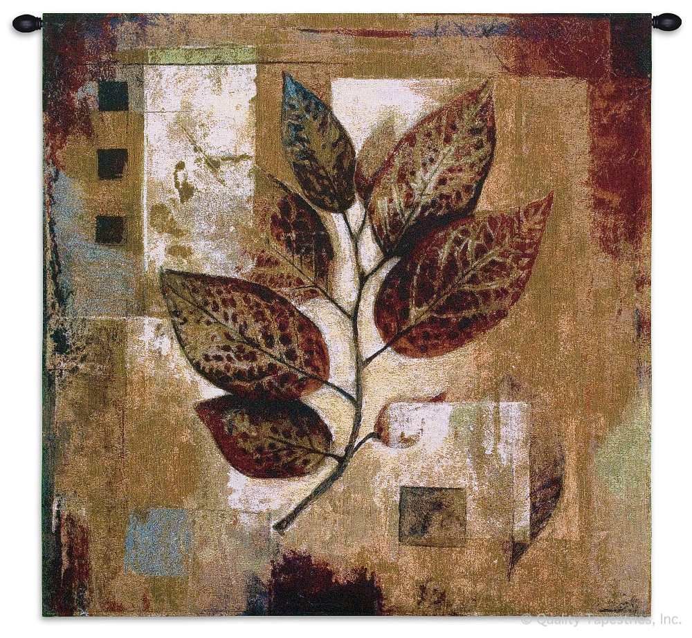 Modernist Autumn Leaves Wall Tapestry C-1640, 1640-Wh, 1640C, 1640Wh, 30-39Inchestall, 30-39Incheswide, 35H, 35W, Abstract, Art, Autumn, Botanical, Carolina, USAwoven, Contemporary, Cotton, Floral, Flower, Flowers, Hanging, Leaves, Modern, Modernist, Orange, Pedals, Square, Tapastry, Tapestries, Tapestry, Tapistry, Wall, Woven, tapestries, tapestrys, hangings, and, the