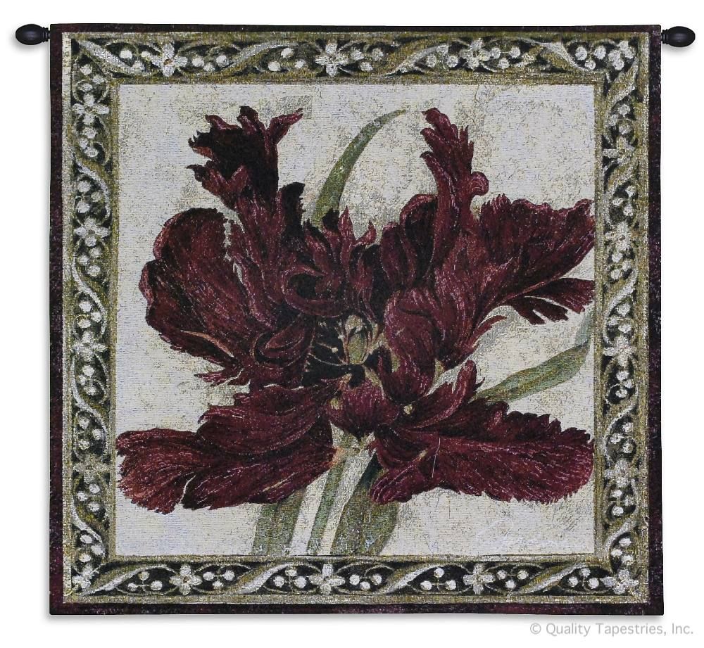 Fire Red Tulip Wall Tapestry C-1720, 10-29Incheswide, 1720-Wh, 1720C, 1720Wh, 27W, 30-39Inchestall, 30H, Carolina, USAwoven, Fire, Floral, Red, Square, Tapestry, Tulip, Wall, tapestries, tapestrys, hangings, and, the