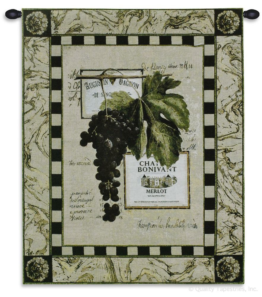 Grapes & Labels IV Wall Tapestry C-1728, &, 10-29Incheswide, 1728-Wh, 1728C, 1728Wh, 27W, 30-39Inchestall, 33H, Alcohol, Art, Brown, Carolina, USAwoven, Cotton, Grapes, Group, Hanging, Iv, Labels, Purple, Spirits, Tapestries, Tapestry, Vertical, Vineyard, Wall, Wine, Woven, tapestries, tapestrys, hangings, and, the